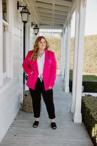 Outerwear: Longline Blazer - Pink