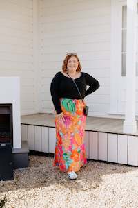 Bias Tie Skirt - Pink/Big Floral