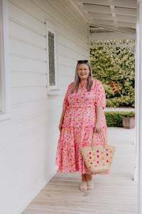 Size 24 Sale: Cece Dress - Pink/Yellow Floral