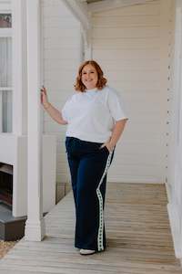 Baz Pants - Navy/Green Heart