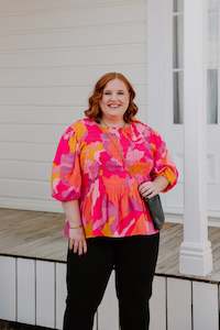 Size 28 Sale: Liv Top - Pink & Yellow