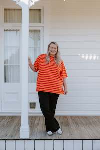 Oversized Tee - Pink/Orange Stripe