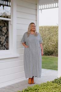 Ansel Dress - Navy/White Stripe