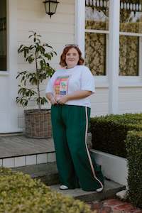 Barry Pants - Forest Green/Pink Heart