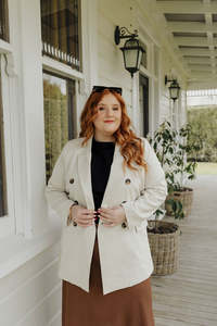 Outerwear: Teddy Blazer - Caramilk Marle