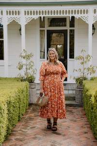 Size 14 Sale: Abella Dress - Rust Pattern