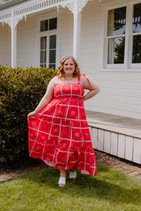 Size 14 Sale: Vera Dress - Red Tiles