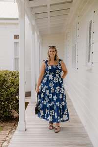 Size 14 Sale: Vera Dress - Blue Floral