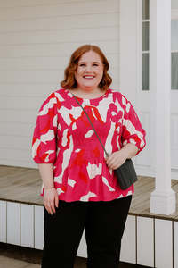 Liv Top - Pink, White, Red