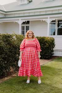 Size 18 Sale: Abella Dress - Lilac/Peach Check