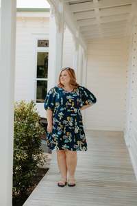 Greta Dress - Navy Vase