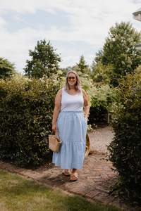 Sage Skirt - Blue Check