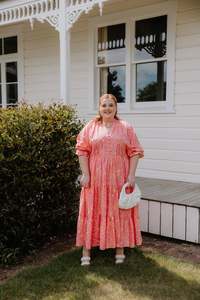 Paisley Dress - Peach/Yellow Flower