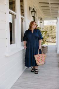 Paisley Dress - Navy