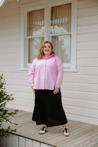 Xxs 14: Classic Shirt - Pink w White Stripe