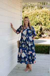 August Dress - Navy Lemon