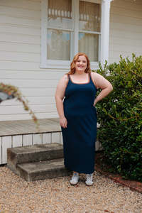 Seb Dress - Navy/Brown