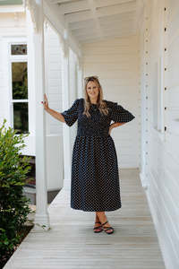 S 18: Sadie Dress - Navy Spot