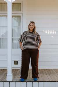 Oversized Tee - Chocolate Stripe