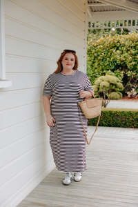 Lauren Dress SS - Chocolate Stripe