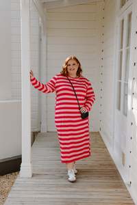 Xxs 14: Lauren Dress - Pink/Red Stripe