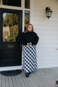 Xxs 14: Bias Tie Skirt - B&W Check