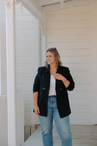 Outerwear: Woollen Blazer - Navy