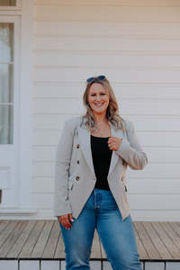 Fitted Stretch Blazer - Fawn Herringbone