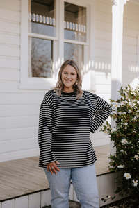 Xxs 14: Oversized Tee LS - Black/White Stripe