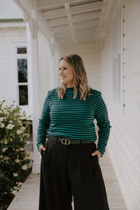 Boat Top - Green/Blue Stripe