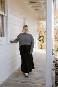 Xxs 14: Bias Tie Skirt - Black Linen
