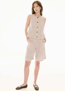 Bottoms: POL MAYA TAILORED SHORT PINSTRIPE