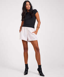 ONE TEASPOON FUNKS HIGH WAIST ELASTICATED FLIPPY DENIM PINK TINT