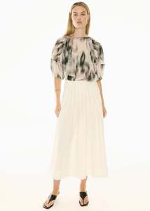 POL DOYLE DENIM SKIRT ECRU