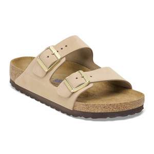 Flats: BIRKENSTOCK ARIZONA SFB NUBUCK (REGULAR) SANDCASTLE