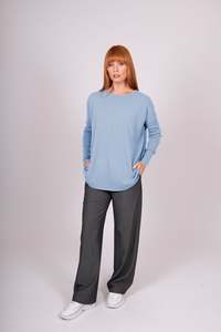 The Sale: BRIDGE & LORD QUEEN CURVED HEM CREW JUMPER SKYBLUE