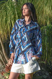 Coop By Trelise Cooper: COOP BY TRELISE COOPER TAKE IT EASY SHIRT BLUE ALOHA