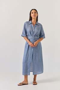 TUESDAY SUNRAY DRESS DENIM BLUE