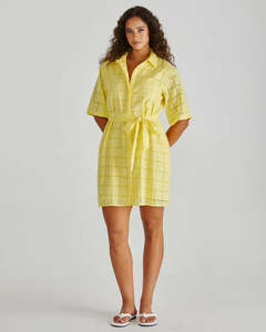 Dresses Jumpsuits: SASS HELMI BRODERIE SHIRT DRESS YELLOW