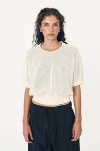ROWIE LORETTA POINTELLE KNIT TOP
