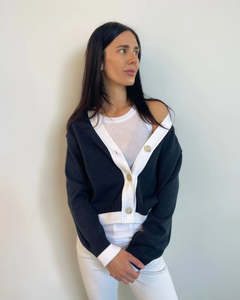 TATANO CONTRAST CARDI INK/WHITE