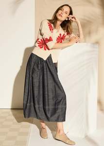 POL LASK DAISY CARDIGAN ECRU/RED