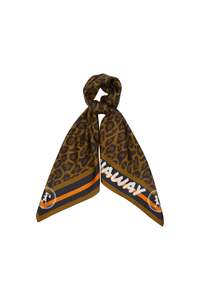 Scarves: KAREN WALKER LEOPARD CLASSIC SILK SCARF TAN