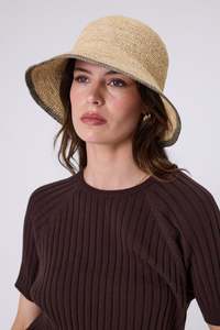 Scarves: MARLOW POSITANO BUCKET HAT NATURAL/SAGE