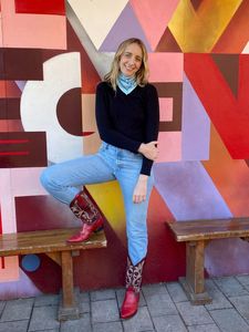 DARK HAMPTON COWBOY UP BLUE PETITE SILK SCARF