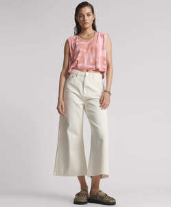 ONE TEASPOON MILK CROPPED LOVE MACHINES HIGH WAIST WIDE LEG JEANS