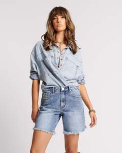One Teaspoon: ONE TEASPOON JACKSON MIDWAIST WIDE LEG SHORT