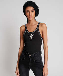 One Teaspoon: ONE TEASPOON JETT BLACK BOWER BIRD SINGLET