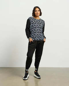 Et Alia: ET ALIA SMITH TOP AZURE PETALS/BLACK