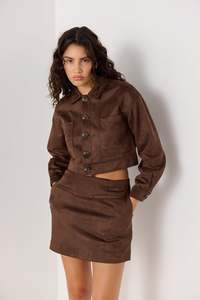 MINK PINK ASTON SUEDE CROP JACKET